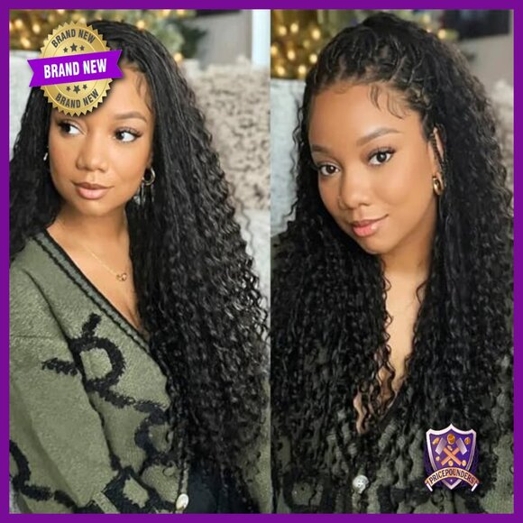 22 Inch Full Lace Human Hair Wig Knotless Braids 300% Density